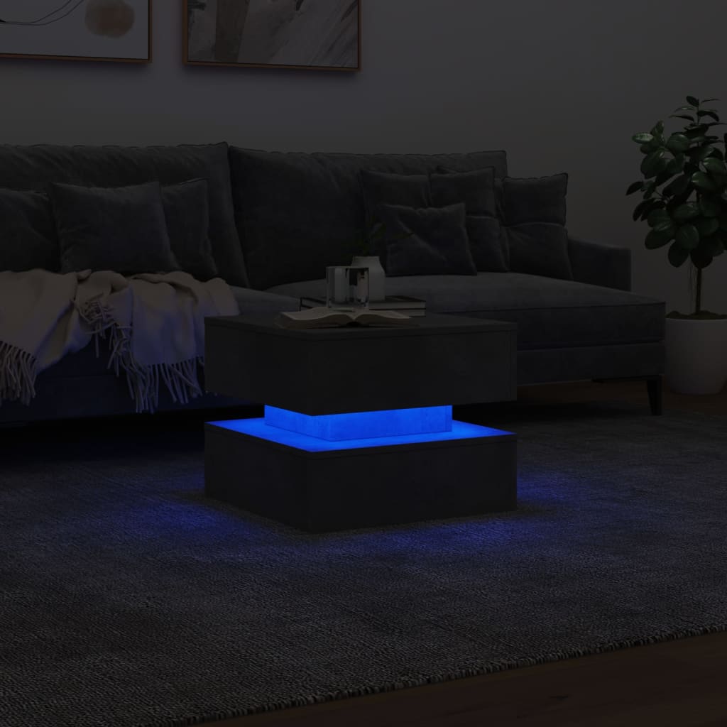 Table basse avec lumières LED gris béton 50x50x40 cm - XIOS