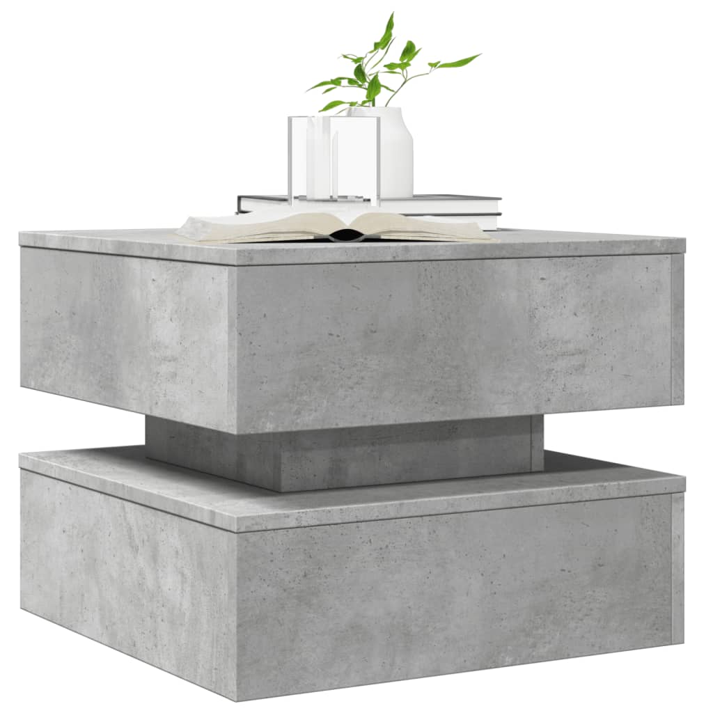 Table basse avec lumières LED gris béton 50x50x40 cm - XIOS