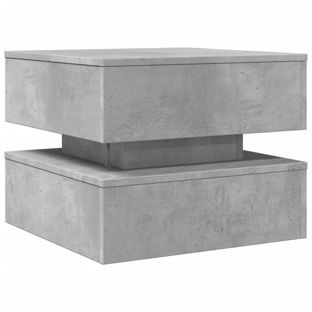 Table basse avec lumières LED gris béton 50x50x40 cm - XIOS