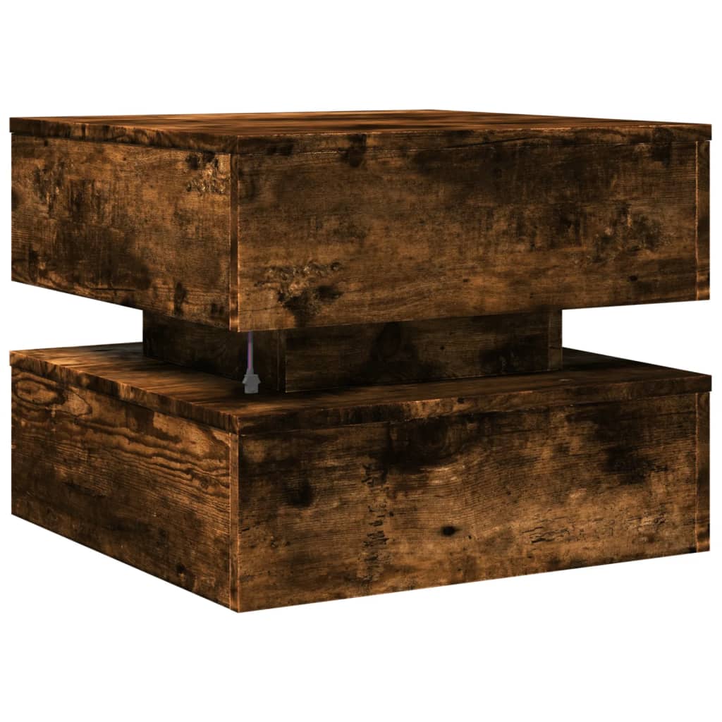 Table basse avec lumières LED chêne fumé 50x50x40 cm - XIOS