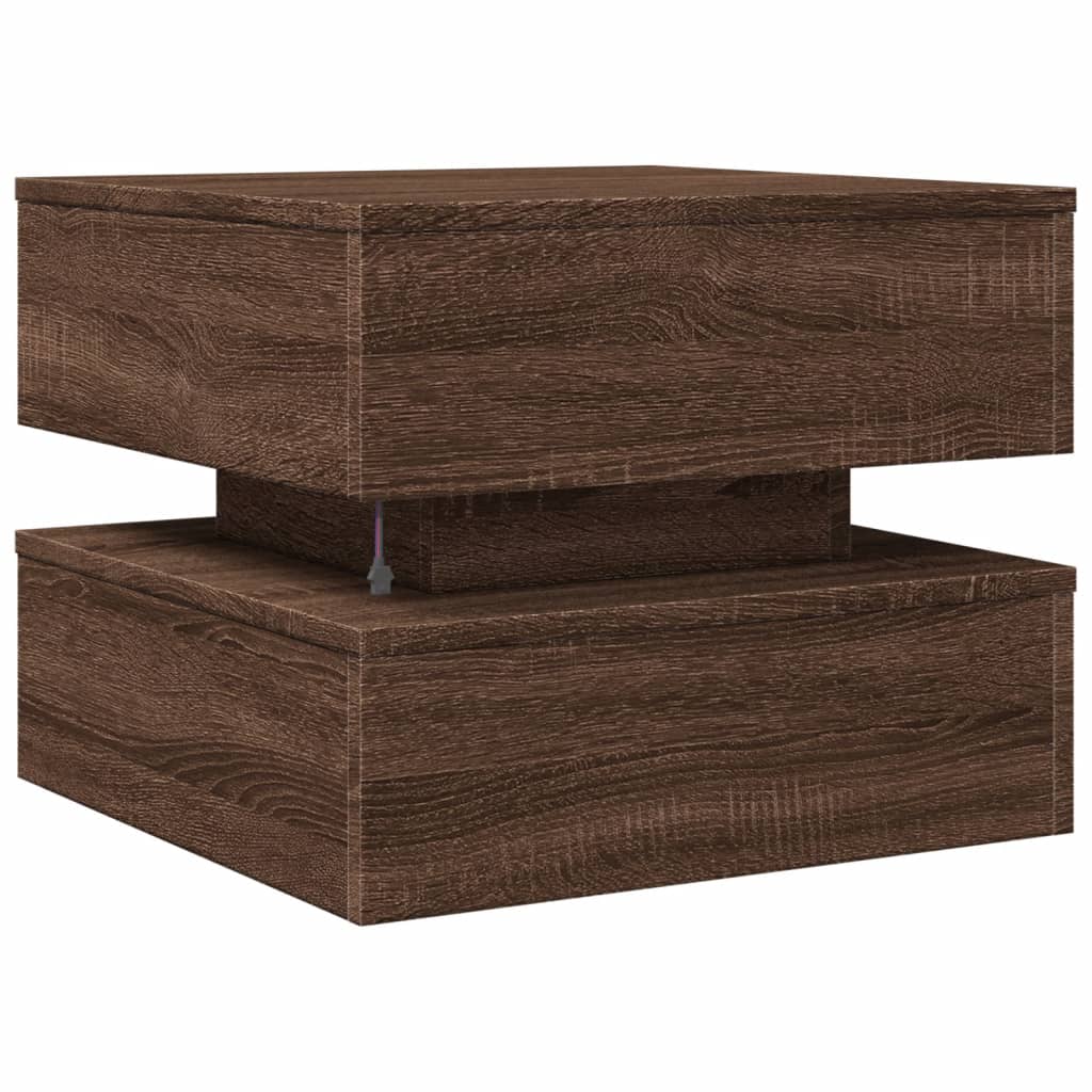 Table basse avec lumières LED chêne marron 50x50x40 cm - XIOS