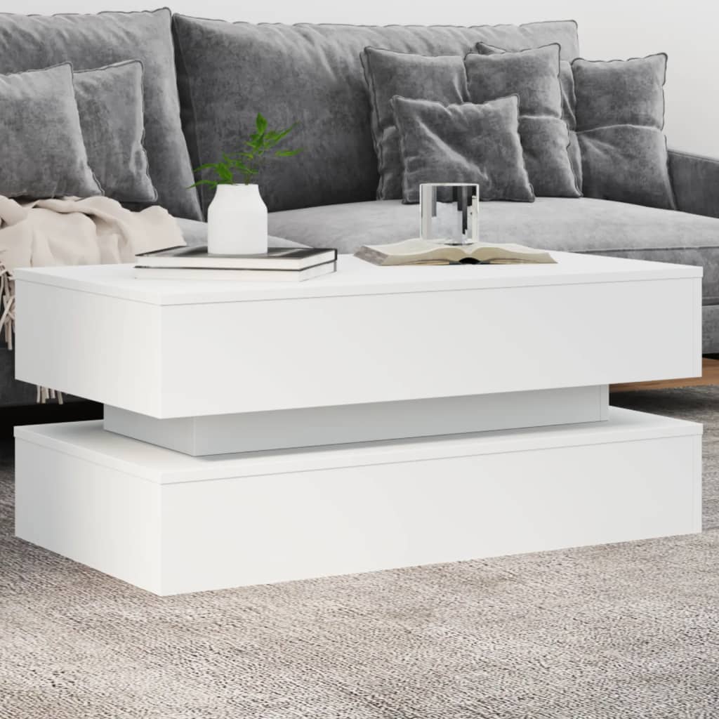 Table basse avec lumières LED blanc 90x50x40 cm - XIOS