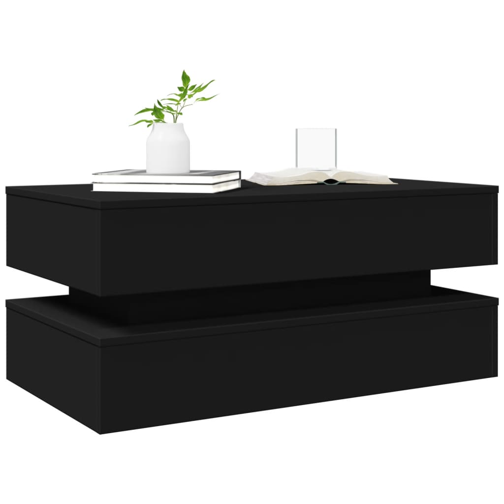 Table basse avec lumières LED noir 90x50x40 cm - XIOS