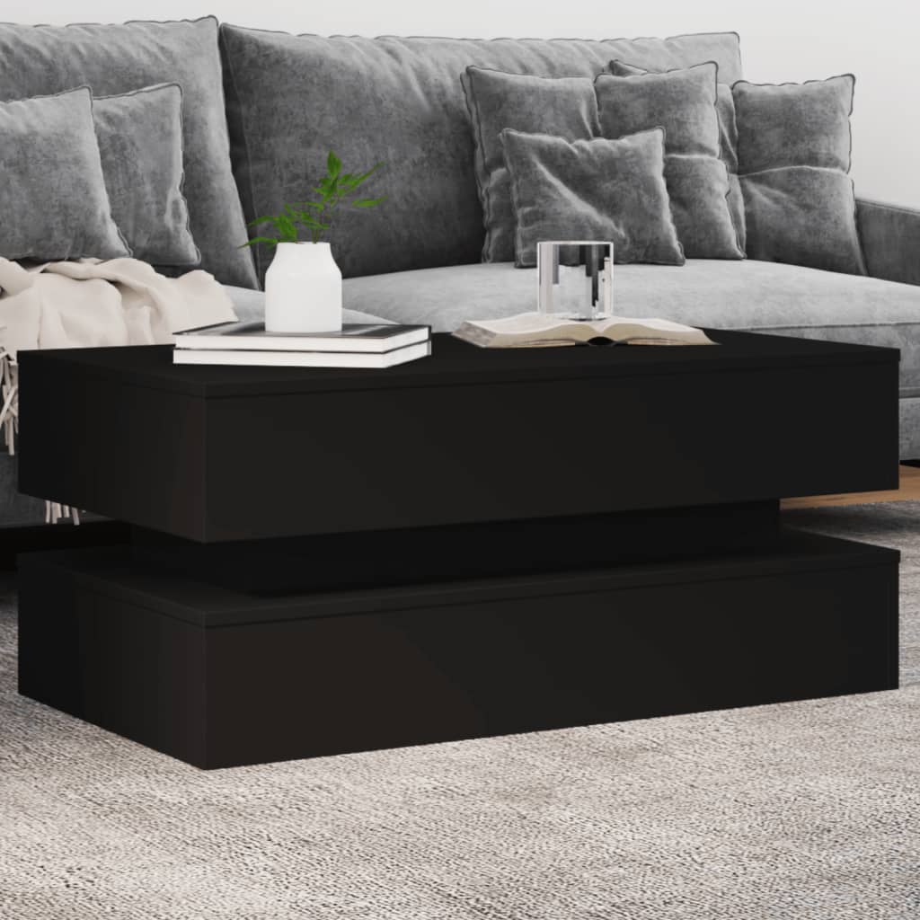 Table basse avec lumières LED noir 90x50x40 cm - XIOS