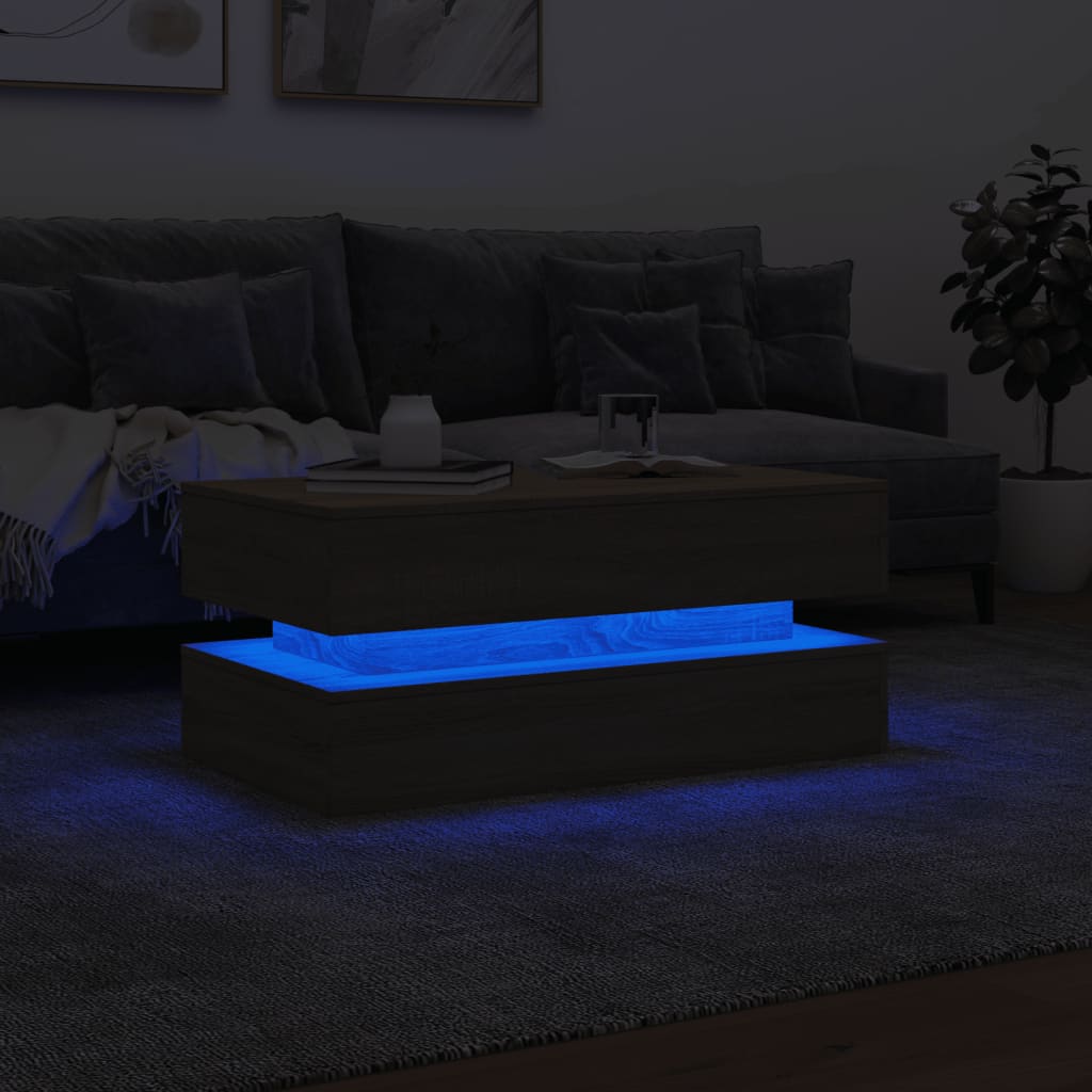 Table basse avec lumières LED chêne sonoma 90x50x40 cm - XIOS