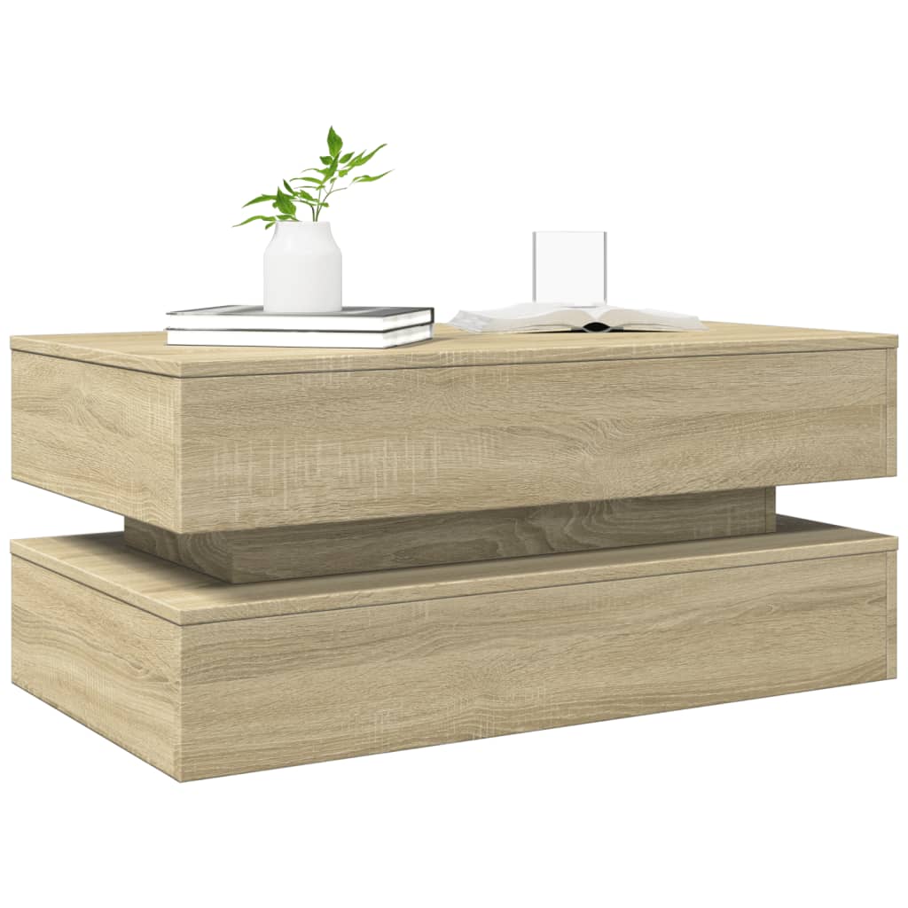 Table basse avec lumières LED chêne sonoma 90x50x40 cm - XIOS