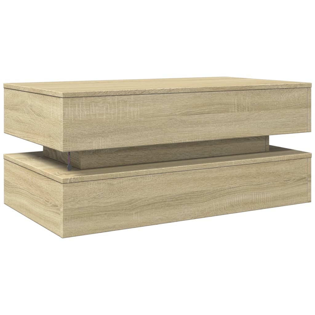 Table basse avec lumières LED chêne sonoma 90x50x40 cm - XIOS