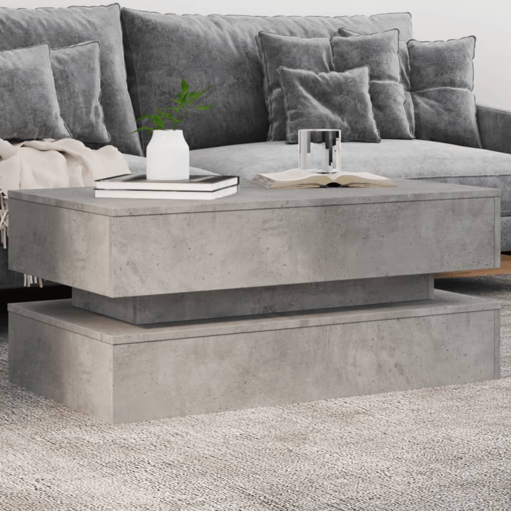 Table basse avec lumières LED gris béton 90x50x40 cm - XIOS