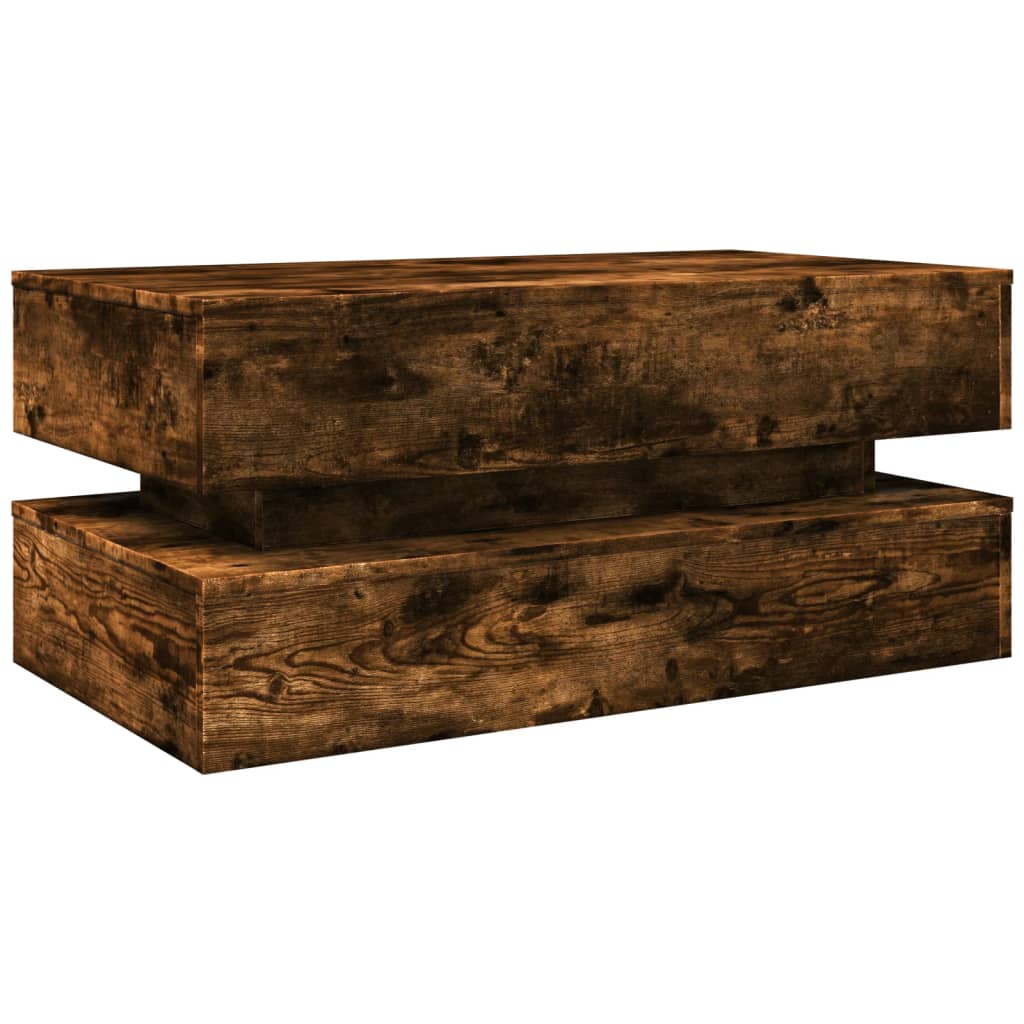 Table basse avec lumières LED chêne fumé 90x50x40 cm - XIOS
