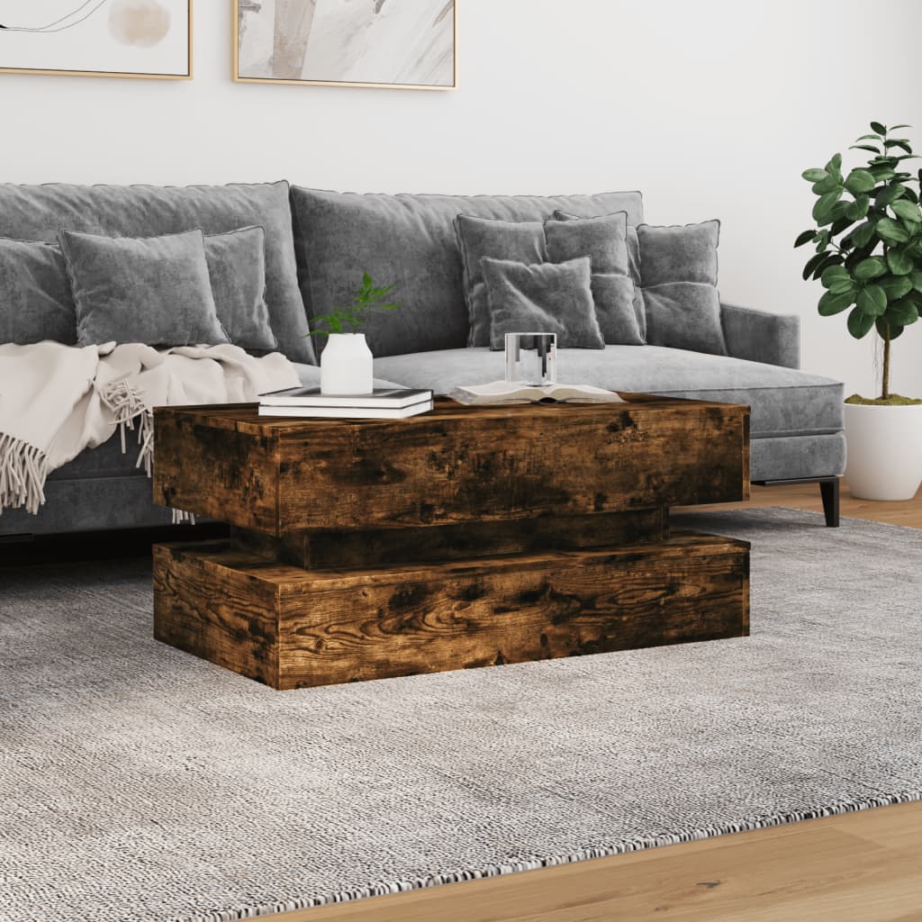 Table basse avec lumières LED chêne fumé 90x50x40 cm - XIOS