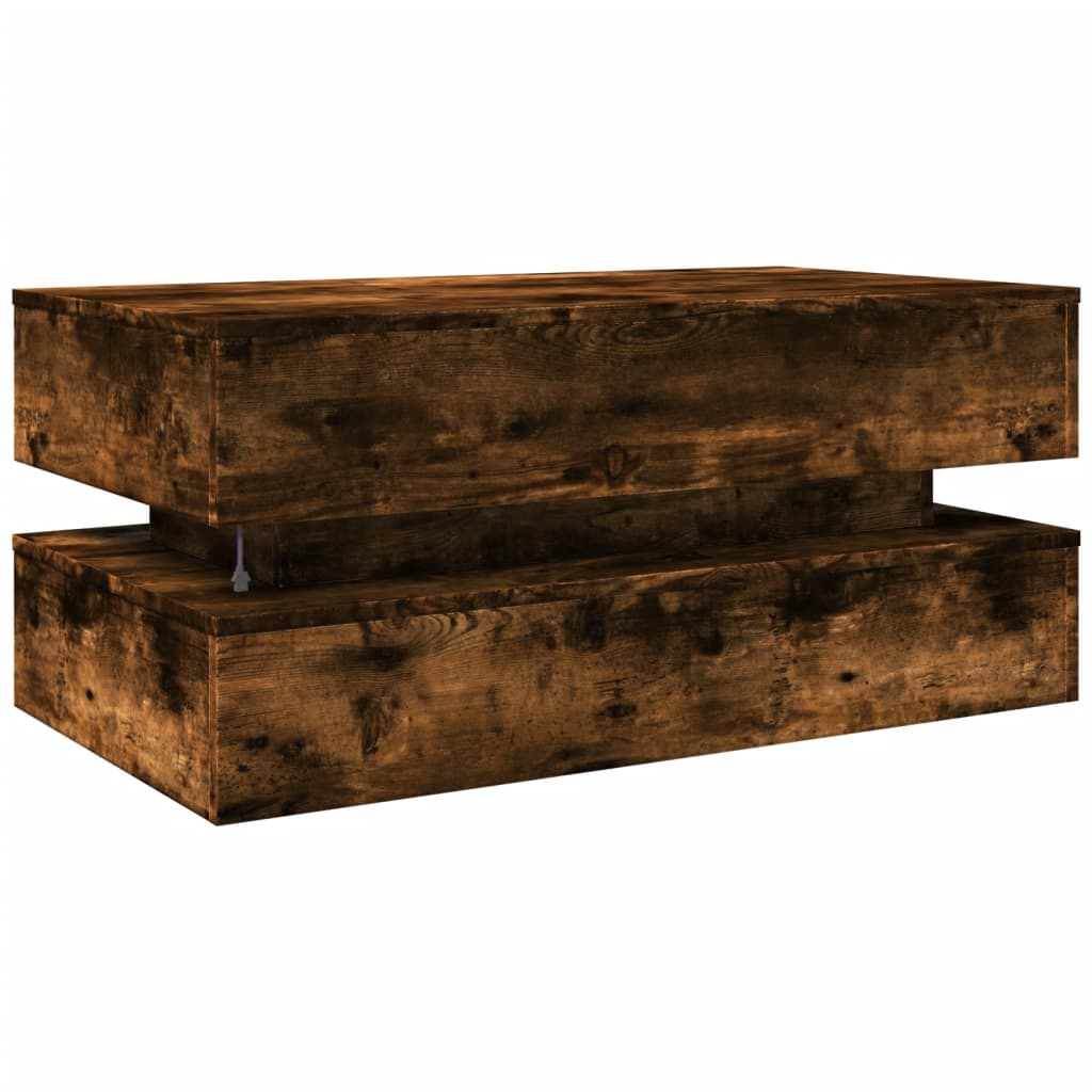 Table basse avec lumières LED chêne fumé 90x50x40 cm - XIOS