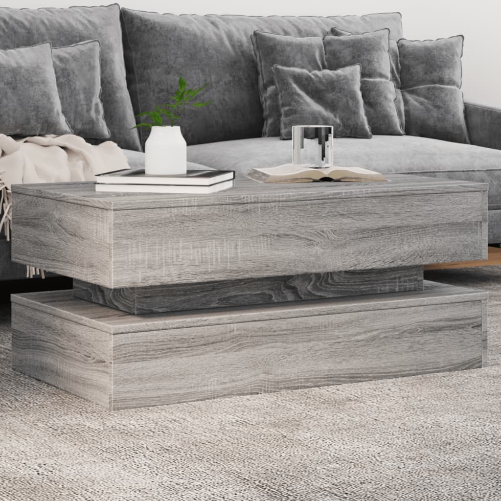 Table basse avec lumières LED gris sonoma 90x50x40 cm - XIOS