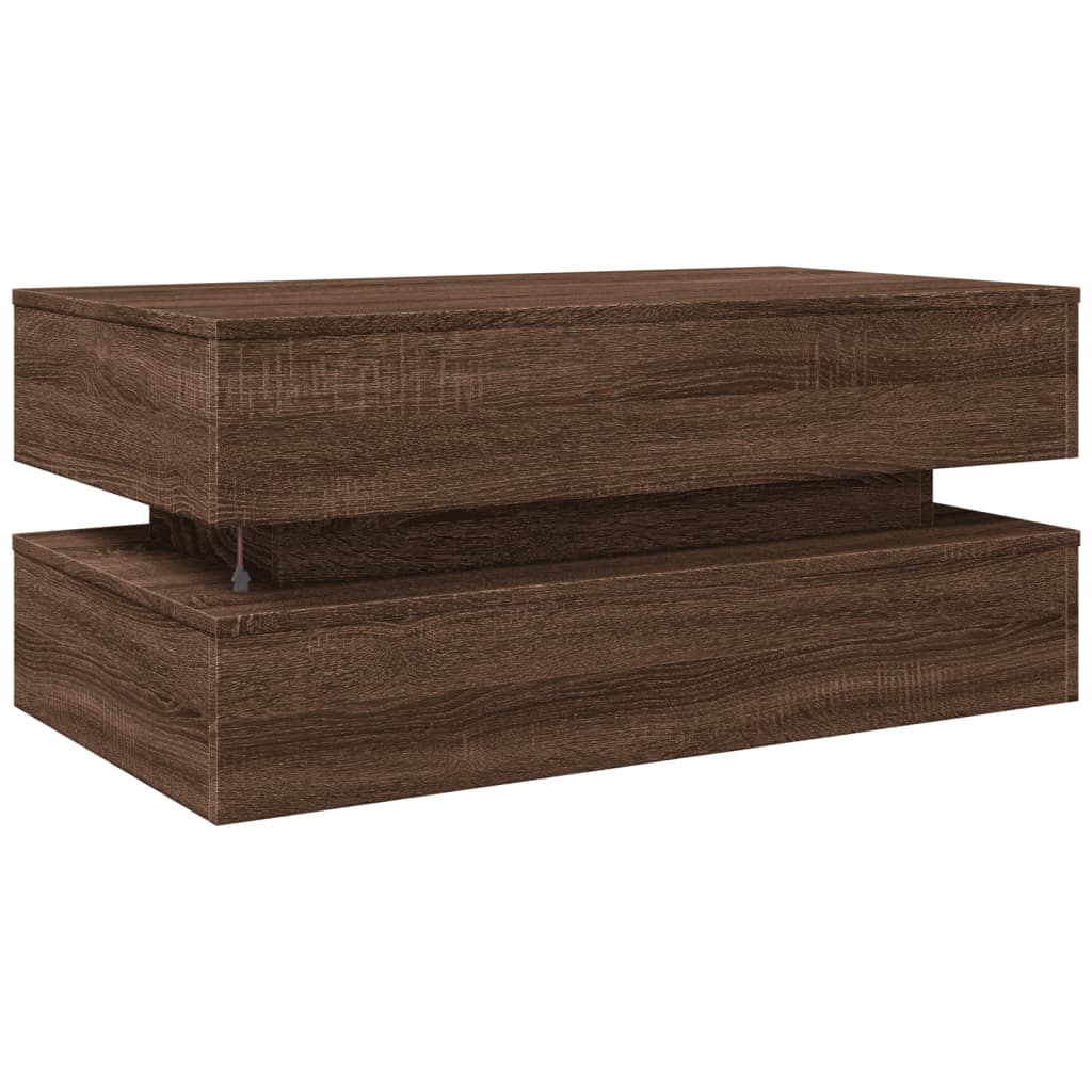 Table basse avec lumières LED chêne marron 90x50x40 cm - XIOS