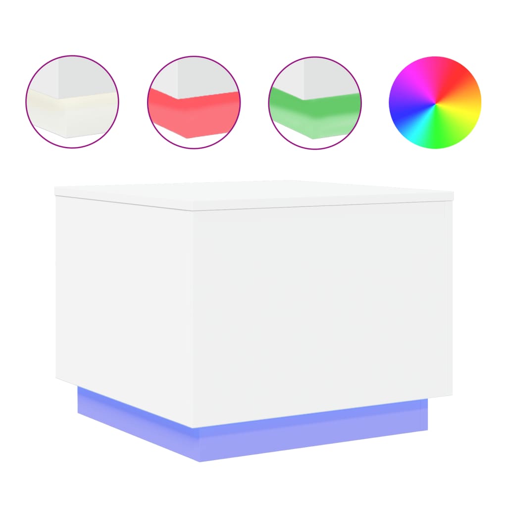 Table basse avec lumières LED blanc 50x50x40 cm - XIOS