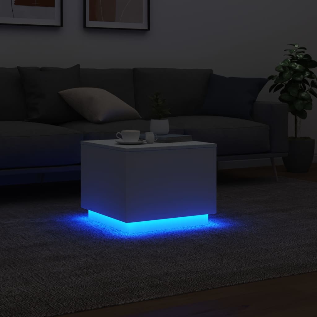 Table basse avec lumières LED blanc 50x50x40 cm - XIOS