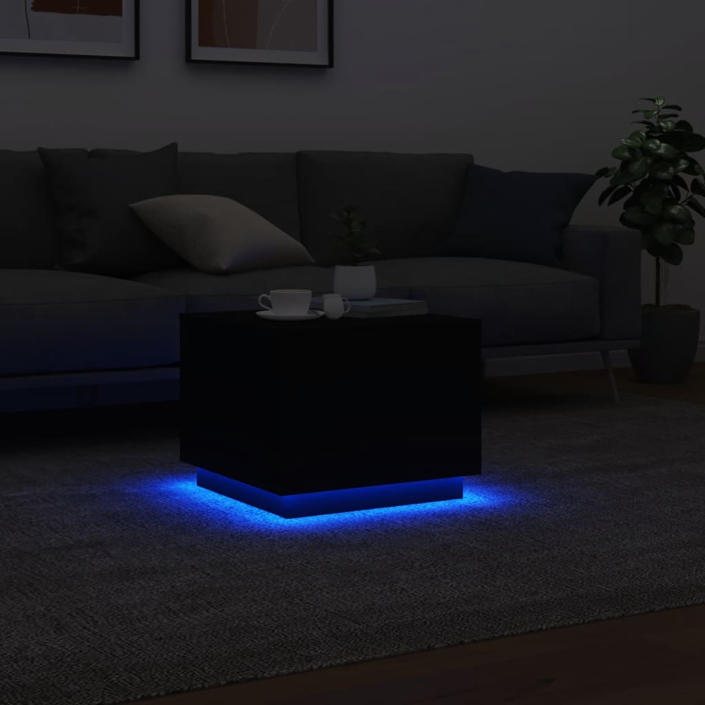 Table basse avec lumières LED noir 50x50x40 cm - XIOS