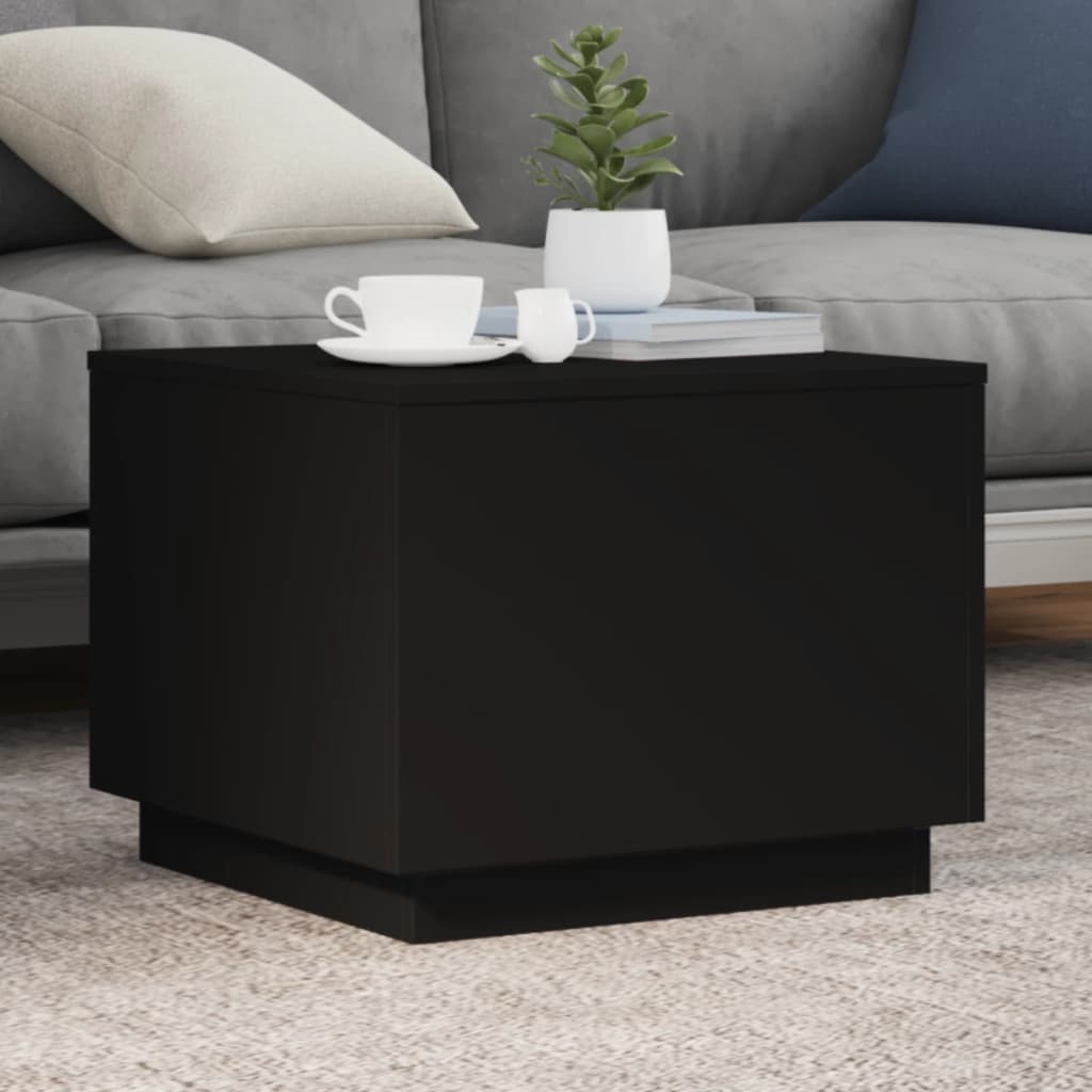 Table basse avec lumières LED noir 50x50x40 cm - XIOS