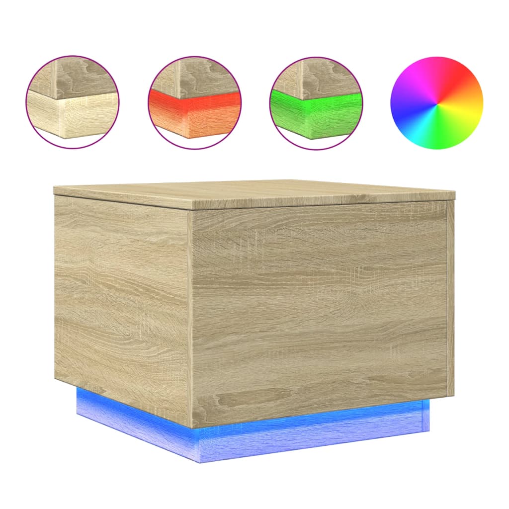 Table basse avec lumières LED chêne sonoma 50x50x40 cm - XIOS
