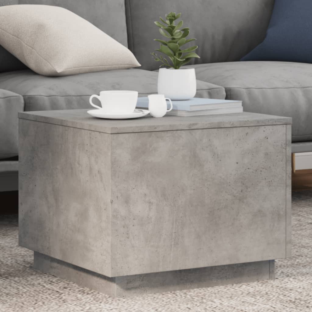 Table basse avec lumières LED gris béton 50x50x40 cm - XIOS