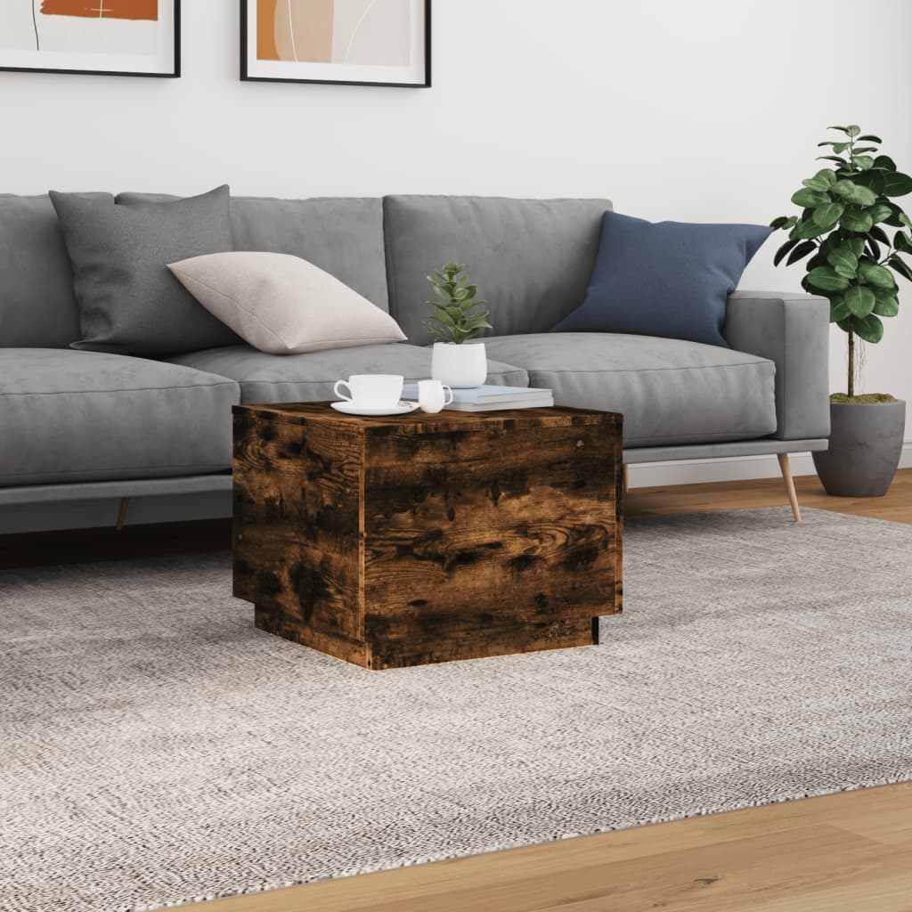 Table basse avec lumières LED chêne fumé 50x50x40 cm - XIOS