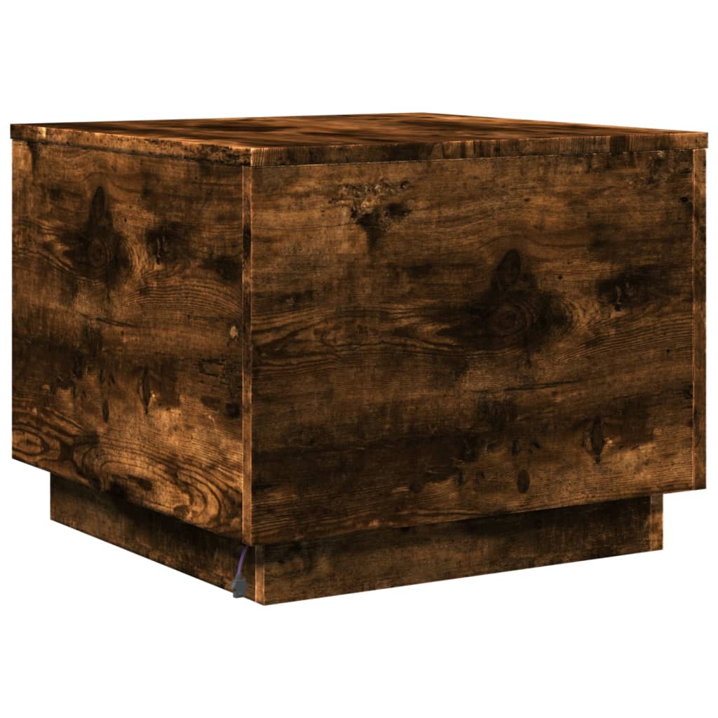 Table basse avec lumières LED chêne fumé 50x50x40 cm - XIOS
