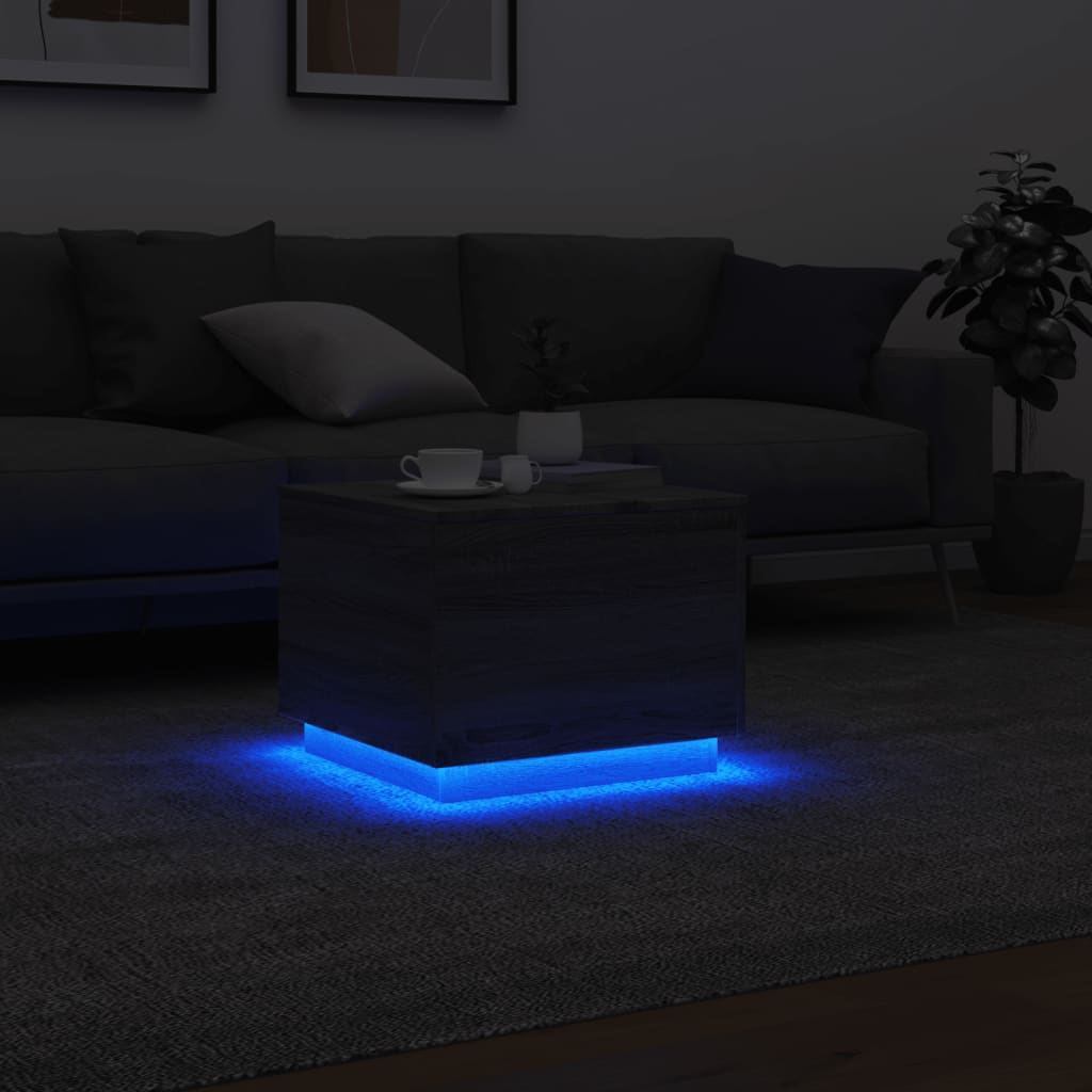 Table basse avec lumières LED sonoma gris 50x50x40 cm - XIOS