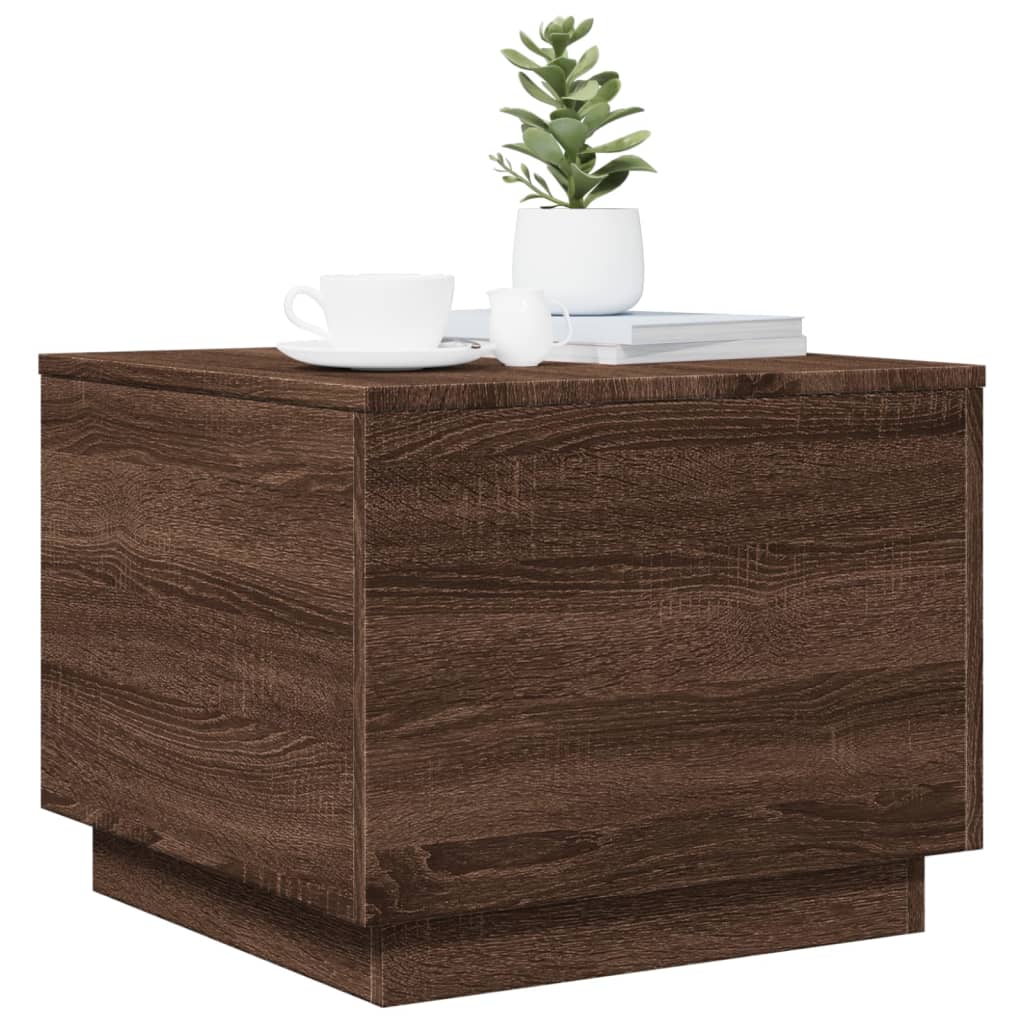 Table basse avec lumières LED chêne marron 50x50x40 cm - XIOS
