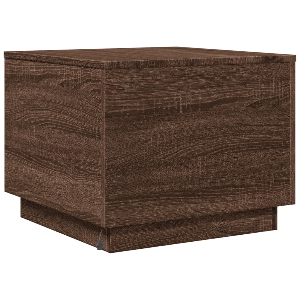 Table basse avec lumières LED chêne marron 50x50x40 cm - XIOS