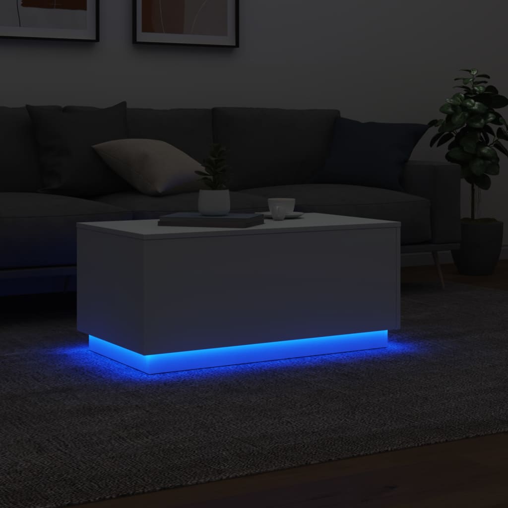 Table basse avec lumières LED blanc 90x50x40 cm - XIOS