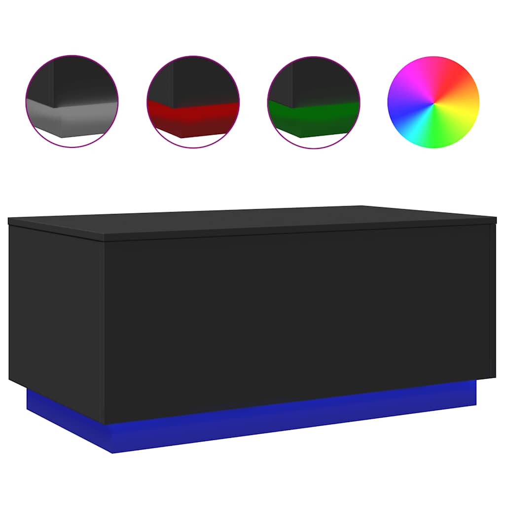 Table basse avec lumières LED noir 90x50x40 cm - XIOS