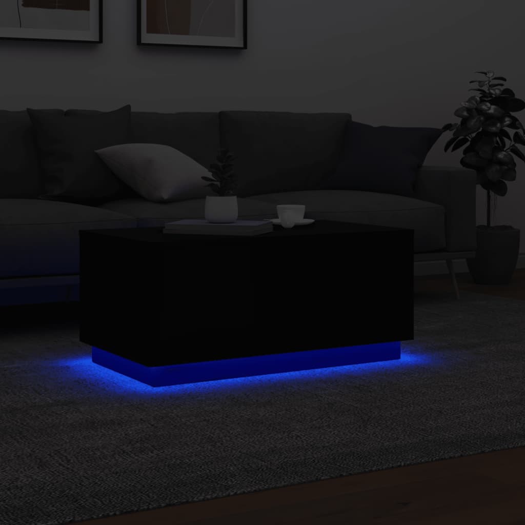 Table basse avec lumières LED noir 90x50x40 cm - XIOS