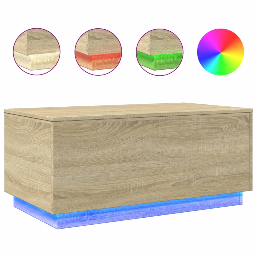 Table basse avec lumières LED chêne sonoma 90x50x40 cm - XIOS