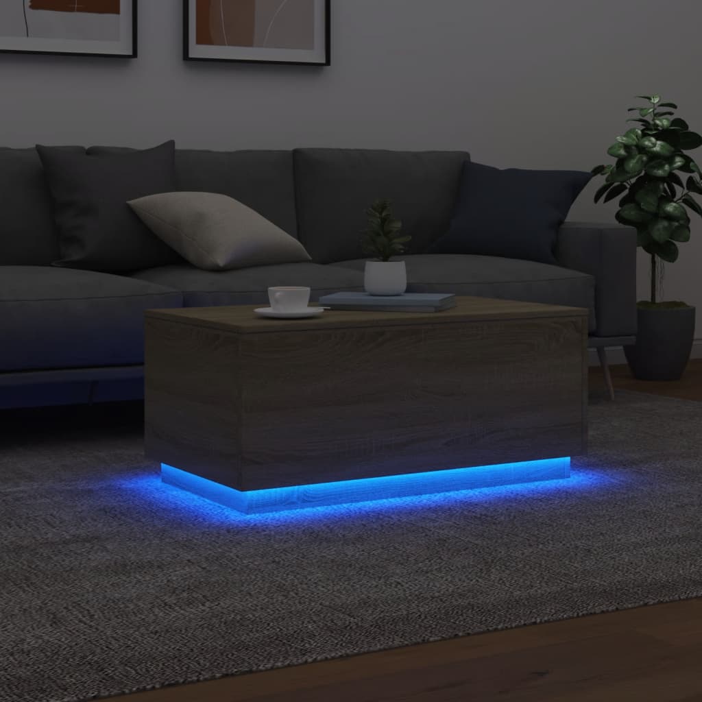 Table basse avec lumières LED chêne sonoma 90x50x40 cm - XIOS