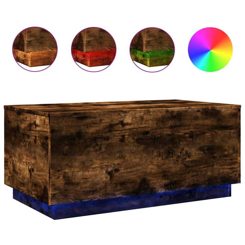 Table basse avec lumières LED chêne fumé 90x50x40 cm - XIOS