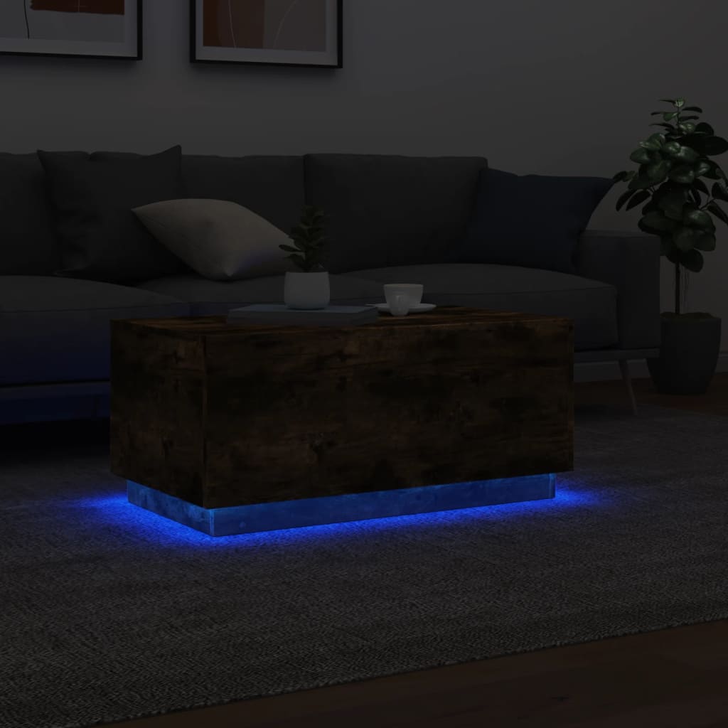 Table basse avec lumières LED chêne fumé 90x50x40 cm - XIOS