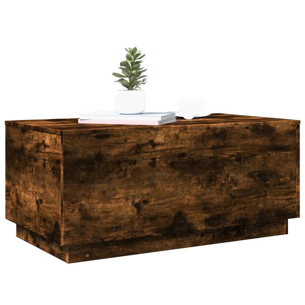 Table basse avec lumières LED chêne fumé 90x50x40 cm - XIOS