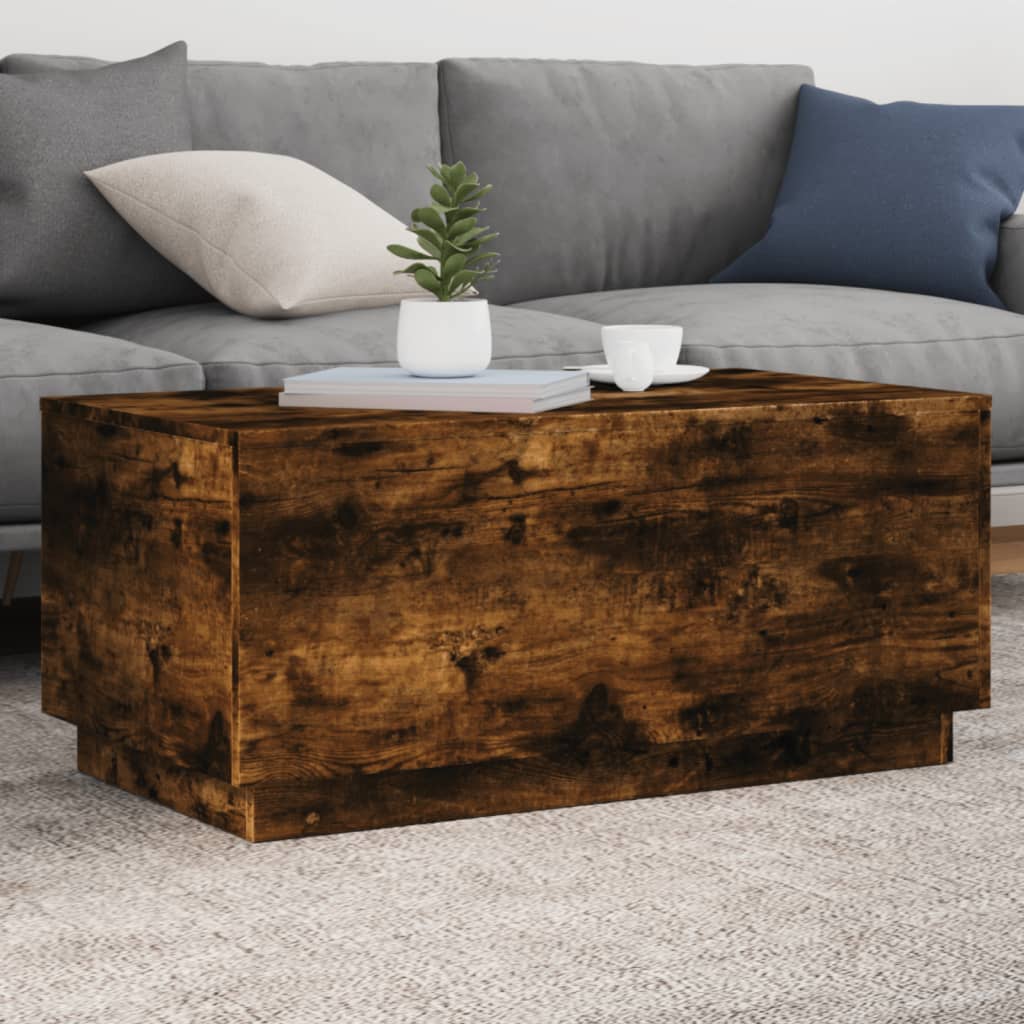Table basse avec lumières LED chêne fumé 90x50x40 cm - XIOS
