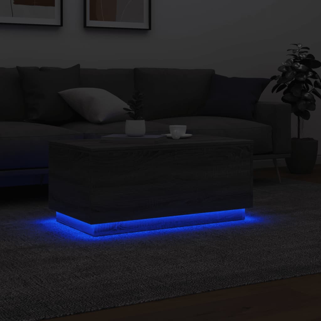 Table basse avec lumières LED gris sonoma 90x50x40 cm - XIOS