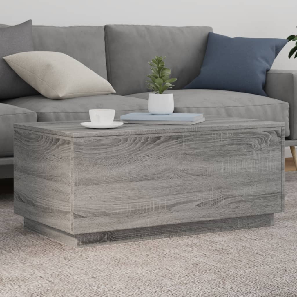 Table basse avec lumières LED gris sonoma 90x50x40 cm - XIOS