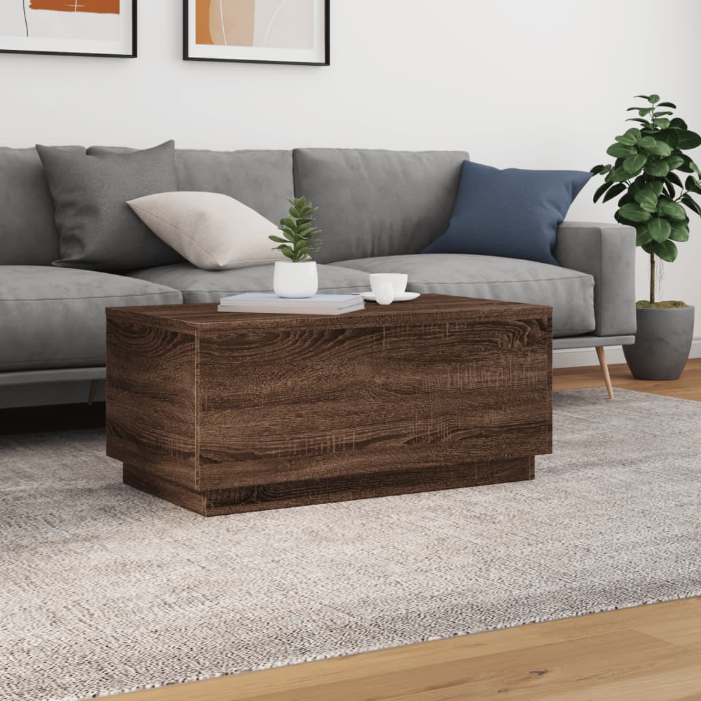 Table basse avec lumières LED chêne marron 90x50x40 cm - XIOS