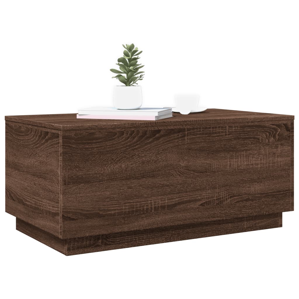 Table basse avec lumières LED chêne marron 90x50x40 cm - XIOS