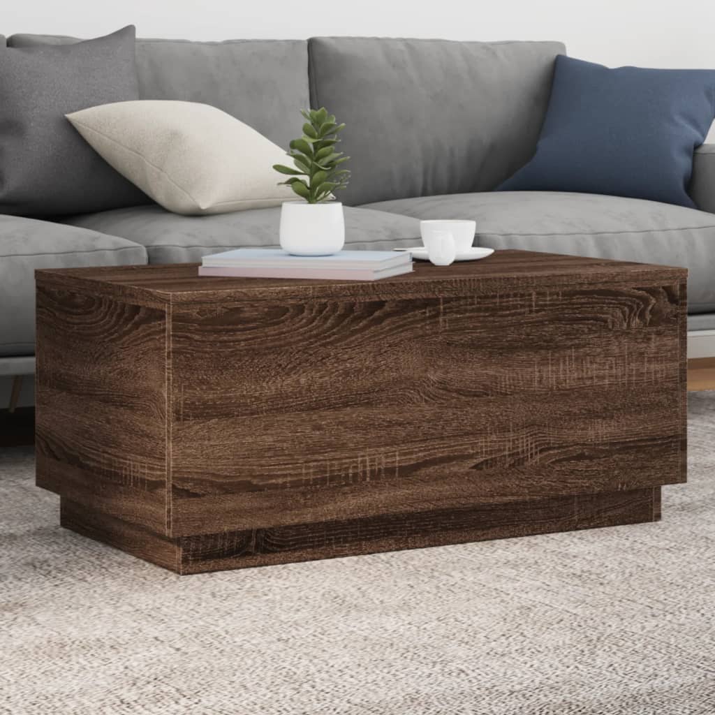 Table basse avec lumières LED chêne marron 90x50x40 cm - XIOS
