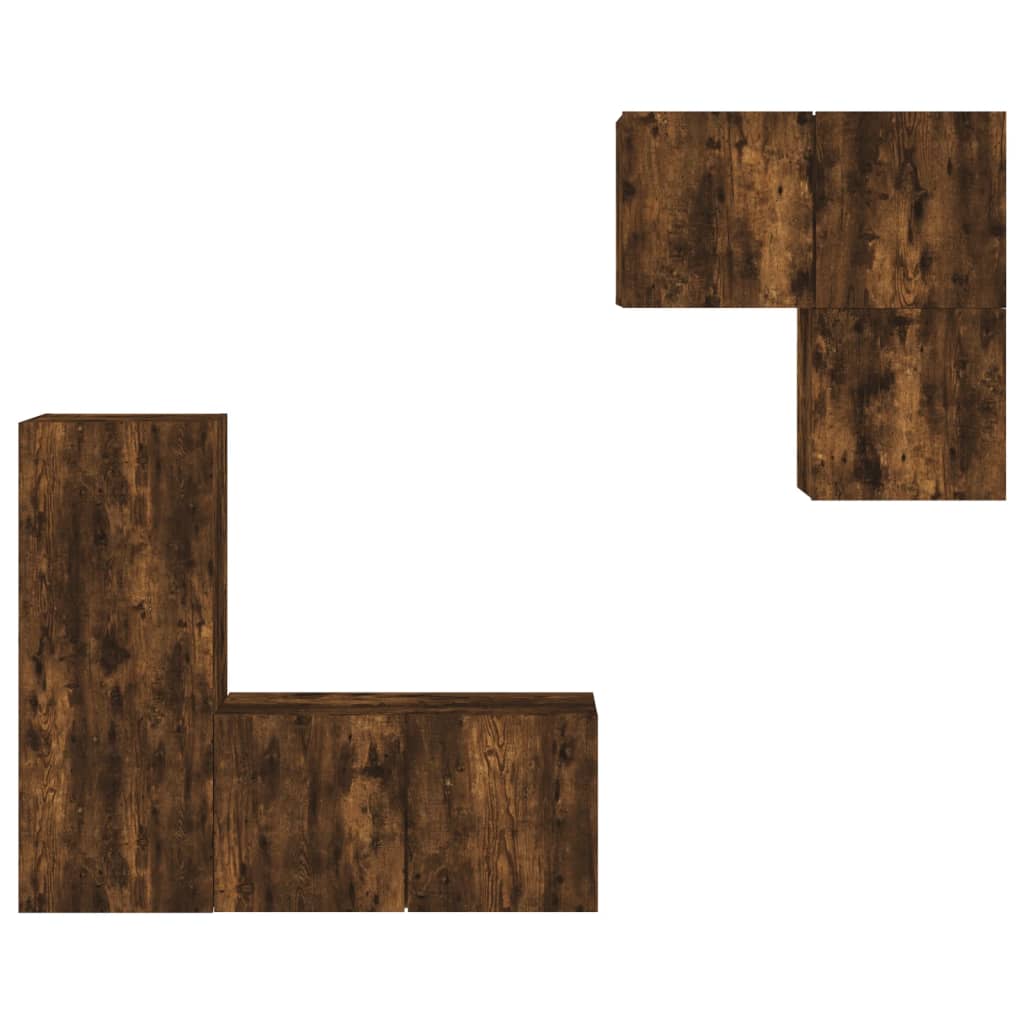 Unités murales TV 4 pcs chêne fumé bois d'ingénierie