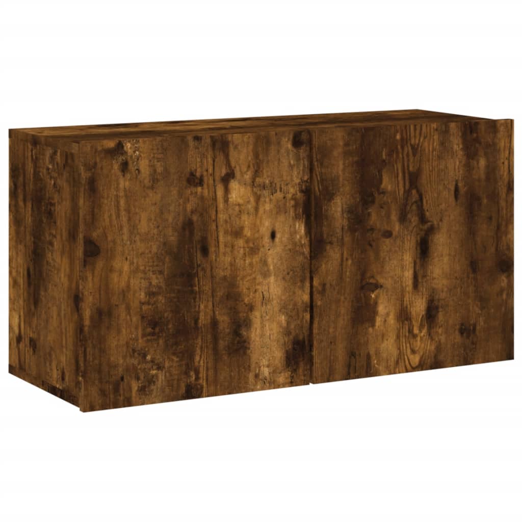 Unités murales TV 4 pcs chêne fumé bois d'ingénierie