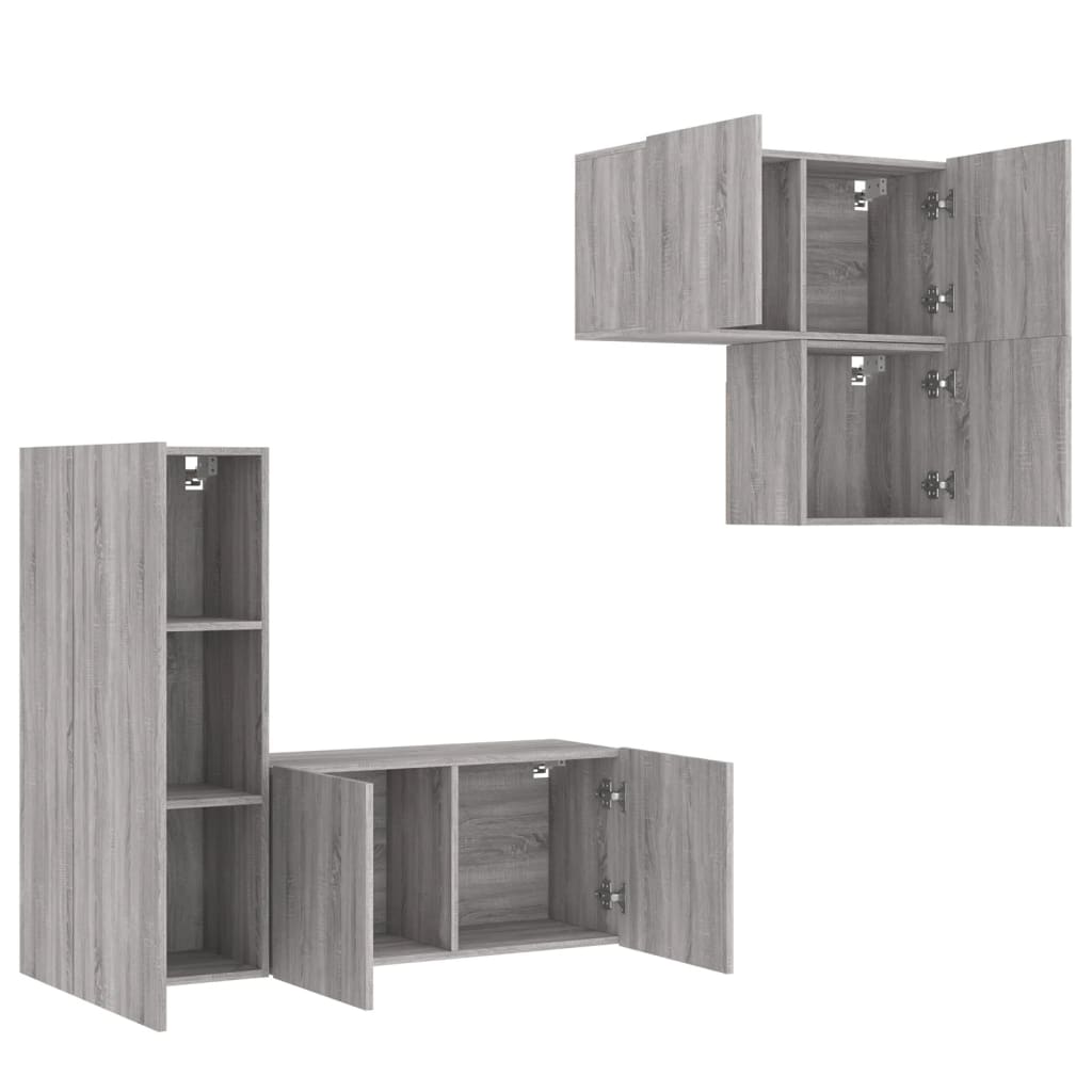Unités murales TV 4 pcs sonoma gris bois d'ingénierie - XIOS
