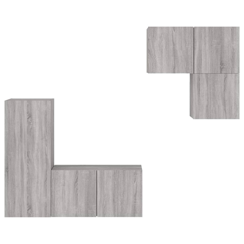 Unités murales TV 4 pcs sonoma gris bois d'ingénierie - XIOS