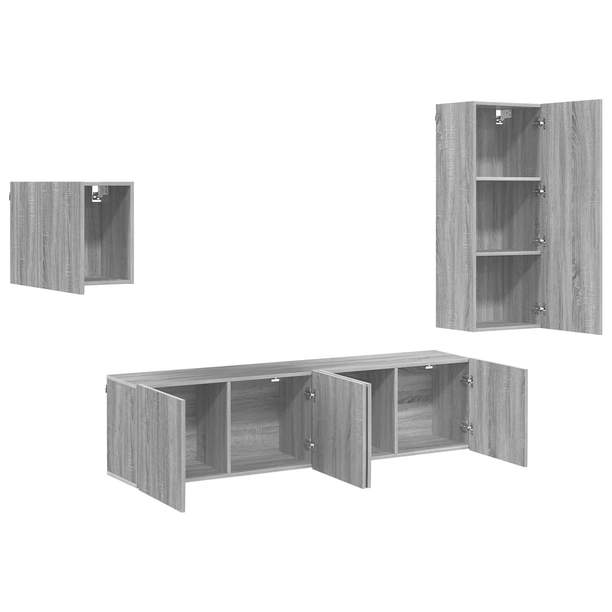 Unités murales TV 4 pcs sonoma gris bois d'ingénierie