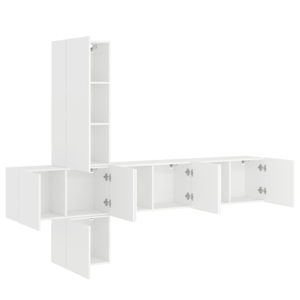 Unités murales TV 5 pcs blanc bois d'ingénierie - XIOS