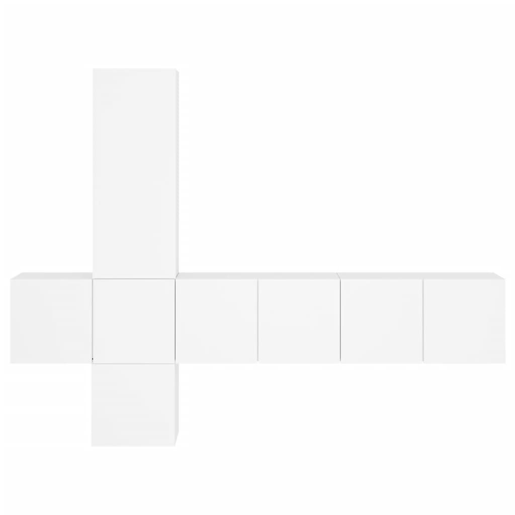 Unités murales TV 5 pcs blanc bois d'ingénierie - XIOS