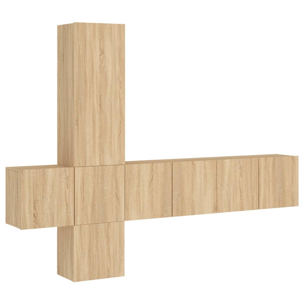 Unités murales TV 5 pcs chêne sonoma bois d'ingénierie - XIOS